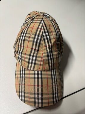 Burberry Vintage Check Baseball Cap in Beige, Black, White, Red